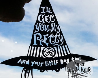 I'll Get You My Pretty! papercut template Beginner to Intermediate Level. Commercial or personal use. Includes PDF and SVG files.