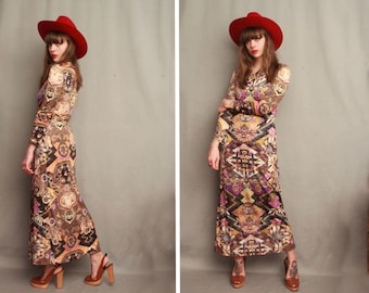 1960's Psychedelic Maxi Dress - Size S