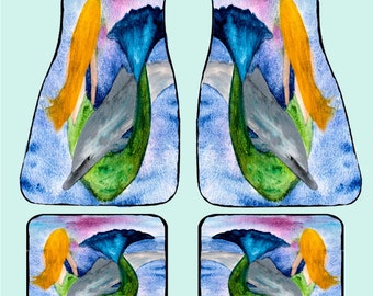 Mermaid and Dolphin Art Car Mats front and rear from my original design