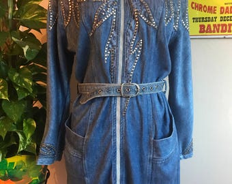 1980s Studded denim Jacket or dress