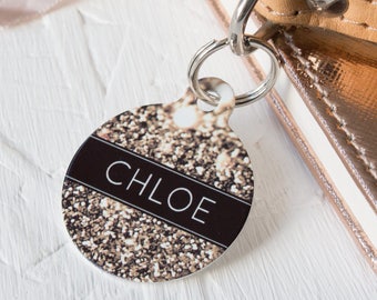 Personalised Glitter Pet ID Tag - Dog Name Identification