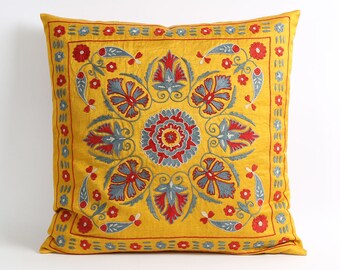 silk, decorative pillow, suzani pillow, throw pillow, embroidered pillow, pillow, square, decorative pillow, pillow cover, suzani pillows