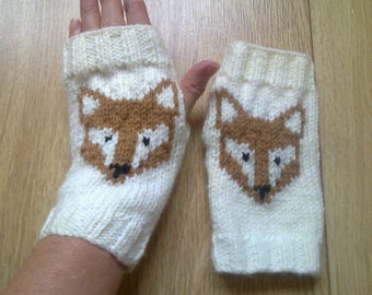 Wrist warmers - fox - fingerless gloves