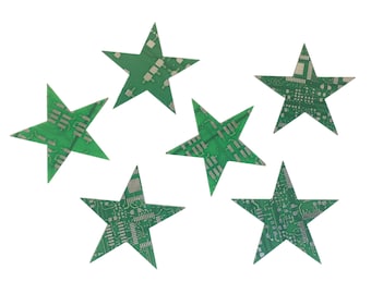 Set of 6 - Star Magnets Upcycled Circuit Board Magnet Pack