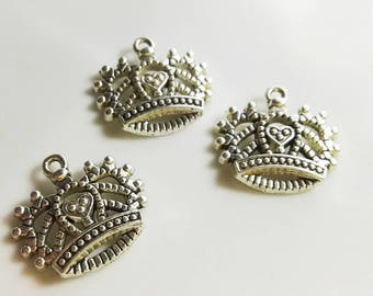 20pcs Antique Silver Crown Charms.Crown pendants.