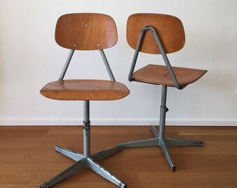 Set of two 70s industrial workshop chairs Vintage