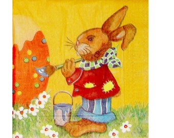 Set of 3 paper napkins PAQ001 rabbits and Easter eggs