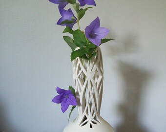 White porcelain trellis vase