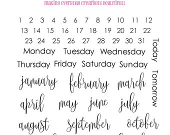 Planner Stamps Clear Stamp Set "Someday Plans" Month and Days Stamps - Perfect for your planner, Filofax, Erin Condren, lists, journals etc