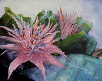 Flower Still Life, Small Oil Painting, Floral Painting, 8x10 Painting, Daily Painting, "Aechmea Bromeliad" 8x10", Free Shipping in US