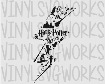 Harry Potter Lightning Bolt Collage SVG FILE