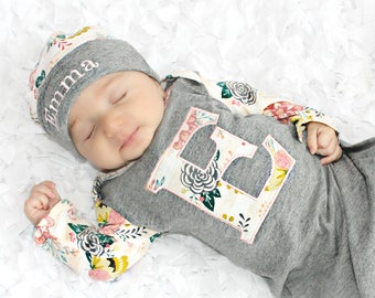 Baby Girl Clothes Personalized Baby Gift Newborn Girl Take Home Outfit Layette Gown Custom Baby Gift Girl Outfits Coming Home Outfit Preemie