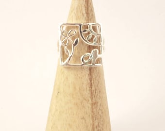 Ring silver Sterling meadow openwork design