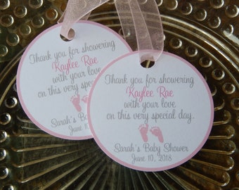 40 - Baby Shower custom 2" Thank You Favor Tags - for your Mini Wine or Champagne Bottles - Mason Jar or Cookie Gifts