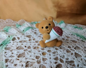 Vintage 1988 Hallmark VERY STRAWBEARY Ornament Bear with Snow Cone snocone *eb