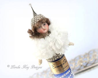 Abella Miniature Evening in Paris Art Doll Perfume Bottle Cobalt Blue One-of-a-Kind Doll Lorelie Kay Original