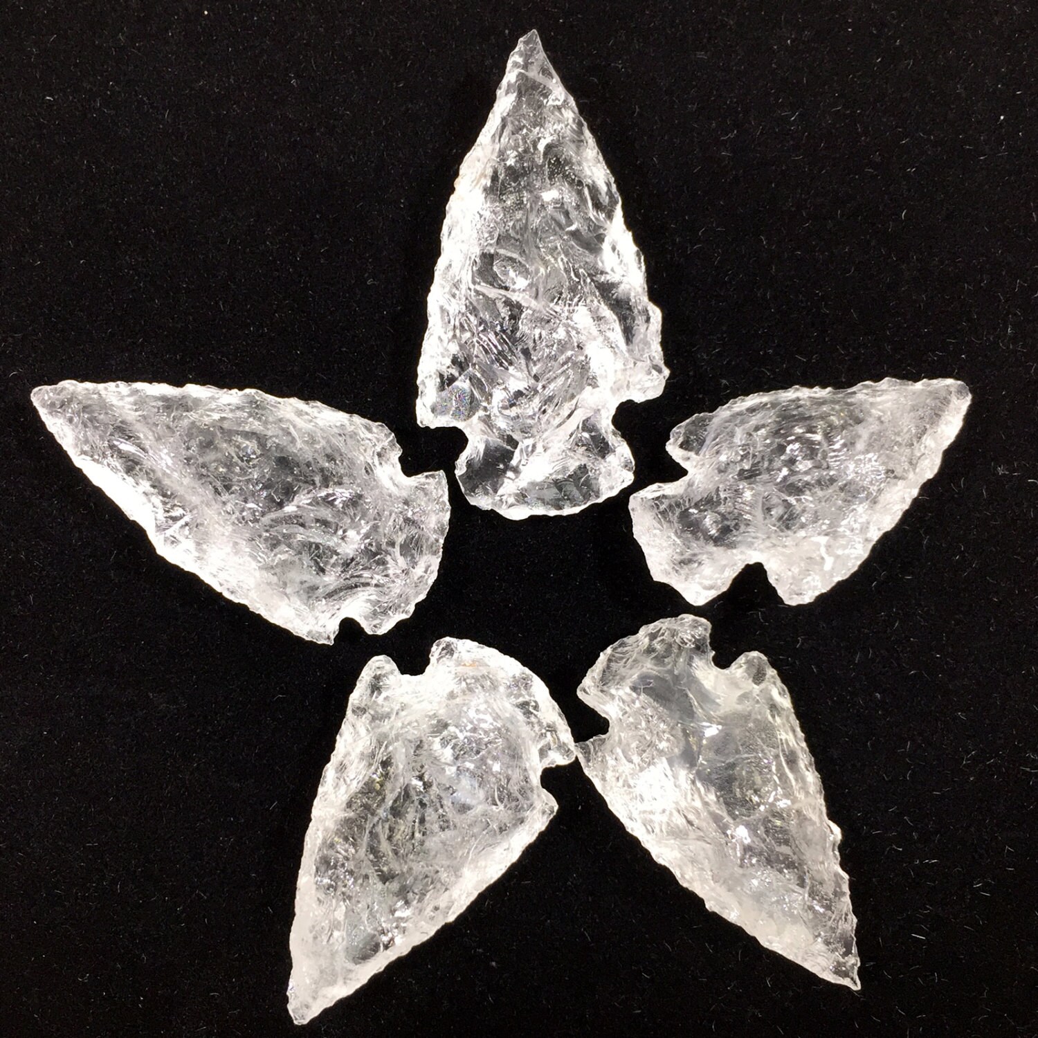 5 Crystal Quartz Arrowheads Hand Crafted Clear Arrow Heads