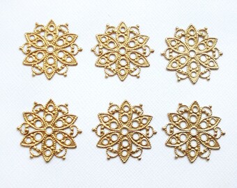 6 Raw Brass Round Cut-out Connectors