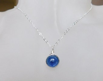 Kyanite Necklace , Blue Stone Necklace , Gemstone Necklace , Silver Kyanite