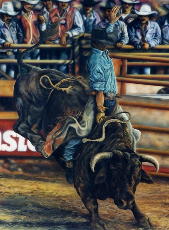 Bull Rider fine art giclee reproduction original oil