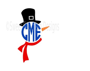 Snowman monogram Christmas winter SVG instant download design for cricut or silhouette
