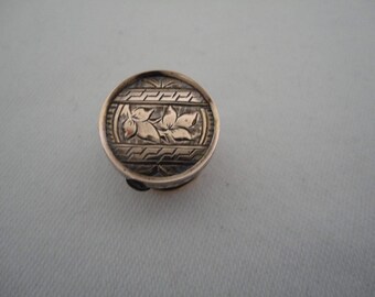 Vintage/Antique Gold Front (Acid Tested) Batchelor Button/Collar Stud - Wests Patent - Spring Solitaire Stud - Brass Back - Ivy Leaves