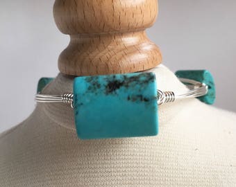 Turquoise Wire Wrapped Bangle, Wire Wrapped Bangle, Wire Bangle, Wire Wrapped Bracelet, Wire Wrap Bracelet