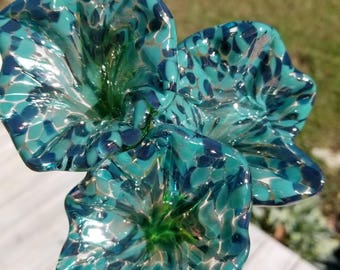 Handmade Blue Glass Flowers