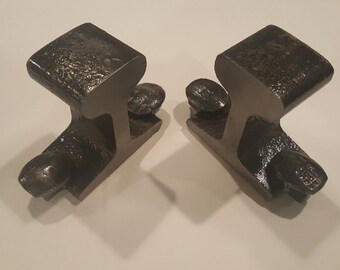 Railroad Train Track Bookends Steel bookends metal RR spike books Americana book end Steampunk Industrial Metal Bookends