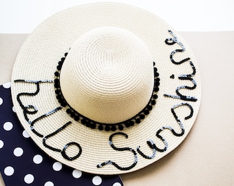 Custom Sun Hat- Sun hat-Beach Hat- Boho Hat- Personalized- Bachelorette Party Hat-Vacation wear-Gift-For-Women-Vacation hat-Custom Gift- Fun