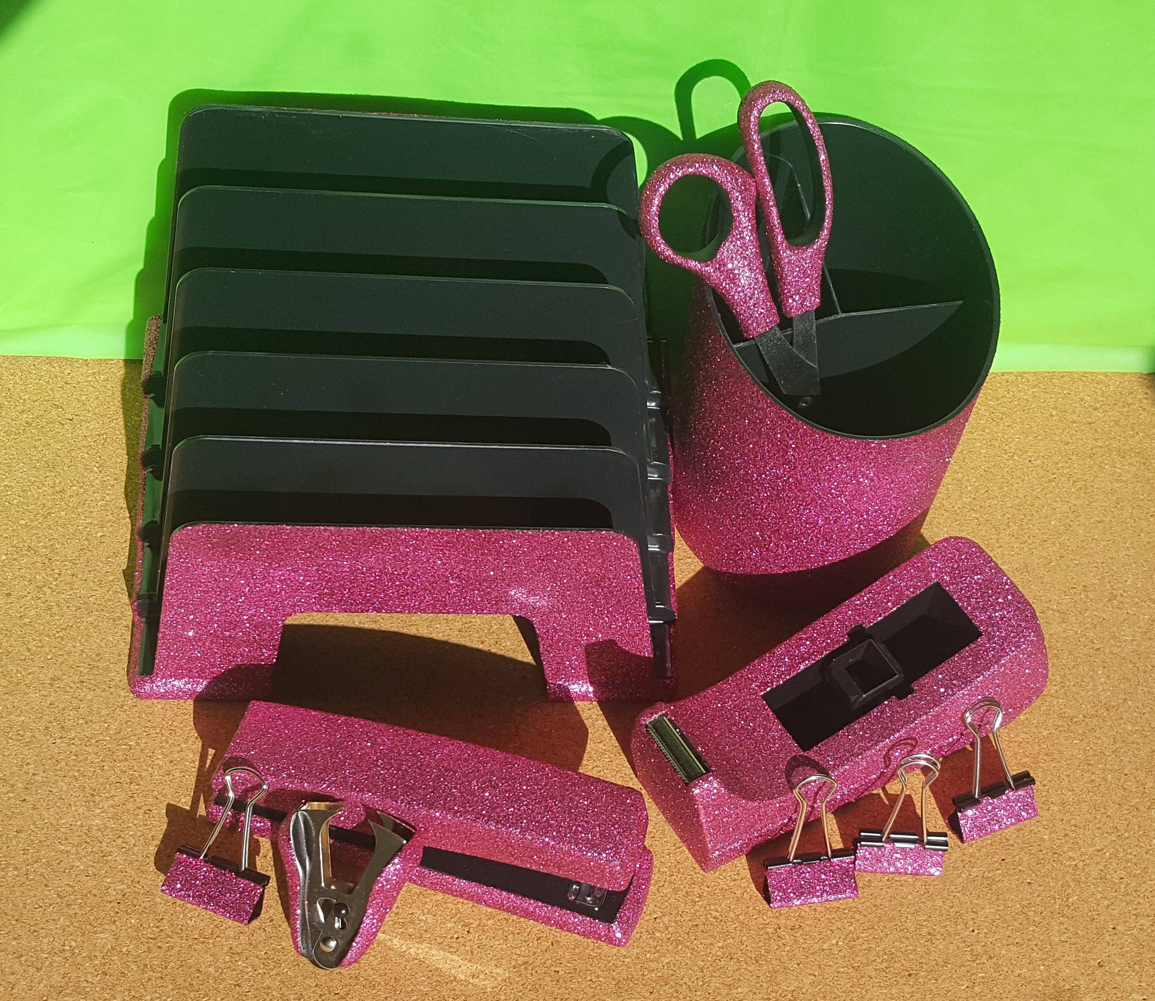 Pink Extra Fine Glitter Office Supplies 10Piece Set School