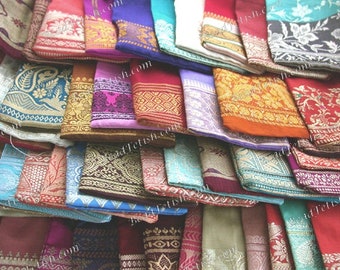 100 Recycled Sari Drawstring Gift Bags, 4 x 3" Fabric Gift Bags, Multi Colored Gift Bags, Bohemian Gift Bags, Handcrafted Bags MS-034-100