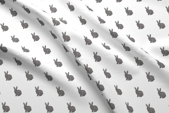 Woodland Bunny Fabric Grey Bunny By Mintpeony Bunny Cotton