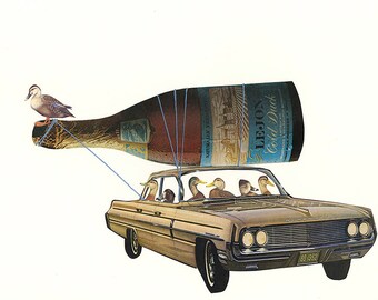 Cold duck. Limited edition print of an original collage by Vivienne Strauss.