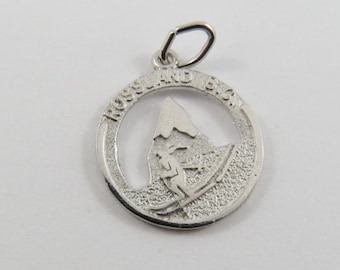 Skier in Rossland British Columbia Canada Sterling Silver Charm or Pendant.