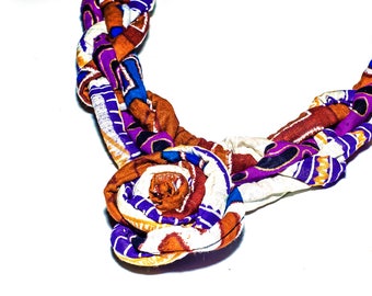 Rose Knot Ankara Fabric Rope Necklace