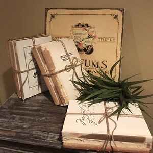 Minimalist, Distressed Books, Unbound Books, Old Book Stack, Rustic Decor, Rustic Books, Decorative Books, Book Decor, Vintage Decor