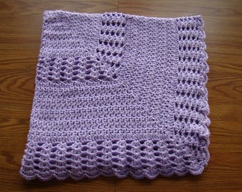 Baby Blanket Crochet, Baby Shower Gift, Lilac Baby Blanket