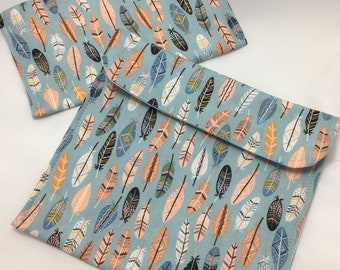 Feathers Reusable Sandwich Bag, Reusable Snack Bag