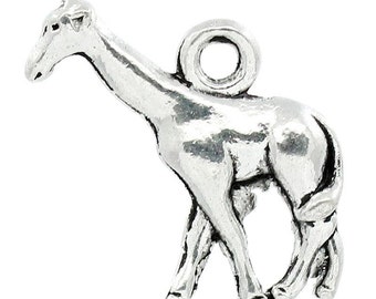 10 pieces Antique Silver Giraffe Charms