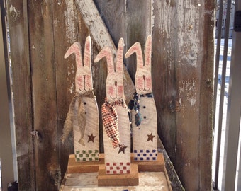 Primitive decor, Country Primitive, Wood Bunny, Primitive bunnies, bunny, rabbit, Easter Decor, spring decor, primitive wood rabbit
