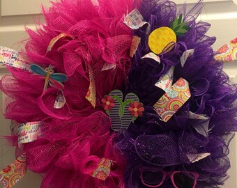Summer deco mesh wreath.