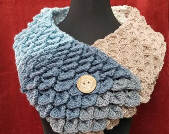 Handmade Crochet Crocodile stitch neck scarf