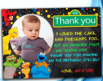 Sesame Street Thank you card. Sesame Street Birthday . Sesame Street Photo Thank you. Sesame Street Party