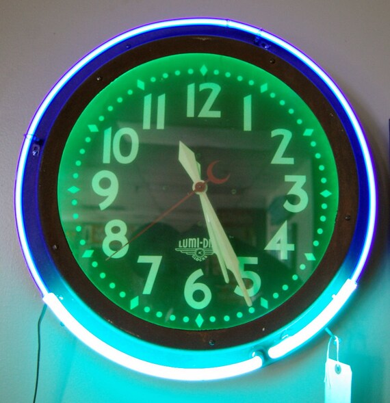 Original 1940s Lumi Dial Neon Clock Vintage Neon Clock