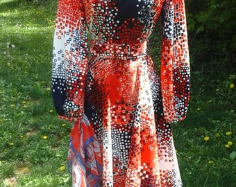 Vintage Toni Todd Mod Dress M Red White Blue