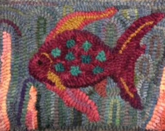 Tropical Fish, hooked rug