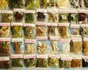 Apothecary Starter Set, 113 Herb and Wood Samples, Wiccan Ritual Herbs, Witch Wizard Pagan Spells, Spiritual Practice Supplies, Celtic Woods