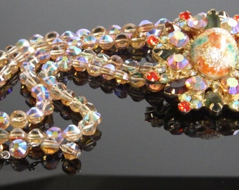 DeLizza & Elster 'Juliana' Aurora Borealis Easter Egg Cabochon Brooch and Necklace