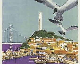 American Airlines Flights To San Francisco Fishermans Wharf Poster A3 Reprint